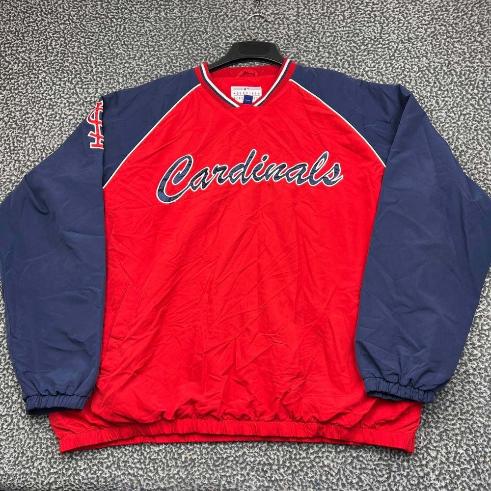 St Louis Cardinals Windbreaker Jacket Men XXL Red Blue MLB Pullover Long Sleeve